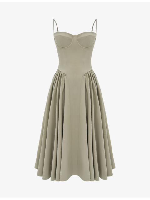 House of CB Samaria corset-top A-line stretch-cotton midi dress