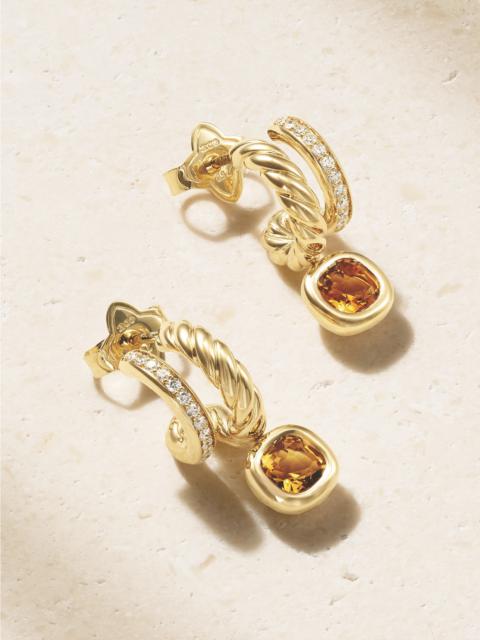 DAVID YURMAN Dy Mercer 18-karat Gold, Diamond And Citrine Earrings