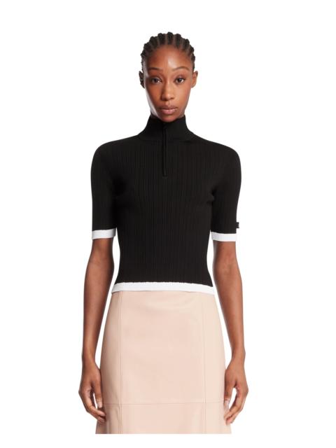 JUUN.J Black Ribbed Zip T-Shirt