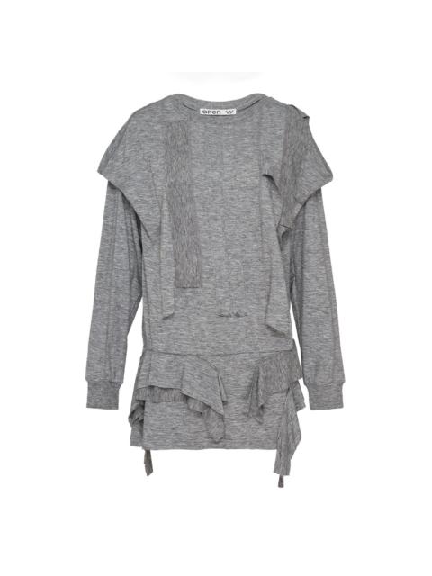 OPEN YY Raw Cut Ruffle Dress Top