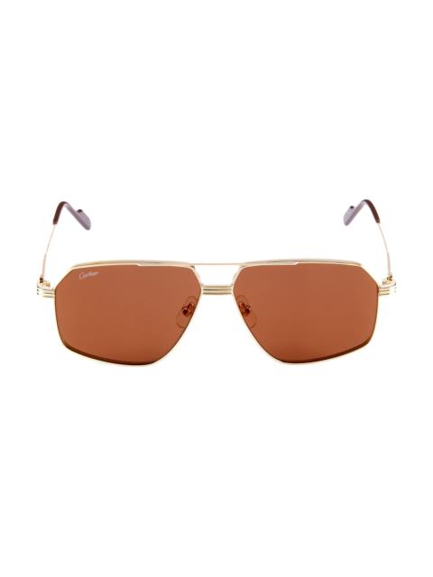 Cartier Men's Core Range 61MM Pilot Sunglasses - Gold
