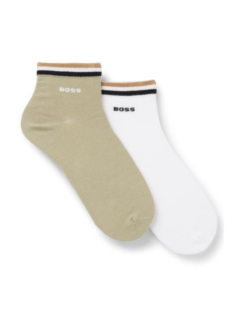 BOSS TWO-PACK OF SHORT SOCKS WITH SIGNATURE-STRIPE CUFFS