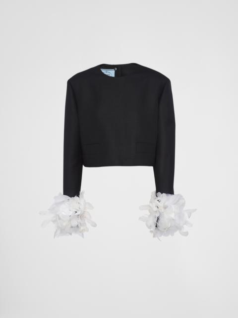 Prada Single-breasted wool jacket with feathers