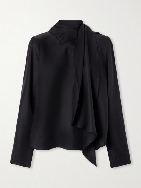 Loulou de Saison Gala Scarf-detail Silk-twill Blouse