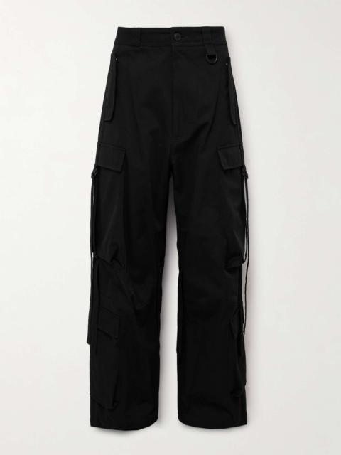 Wide-Leg Embellished Cotton-Twill Cargo Trousers