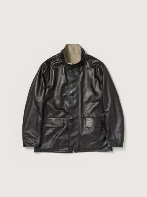 AURALEE REVERSIBLE WOOL TWISTED TWILL / SHEEP LEATHER HALF COAT