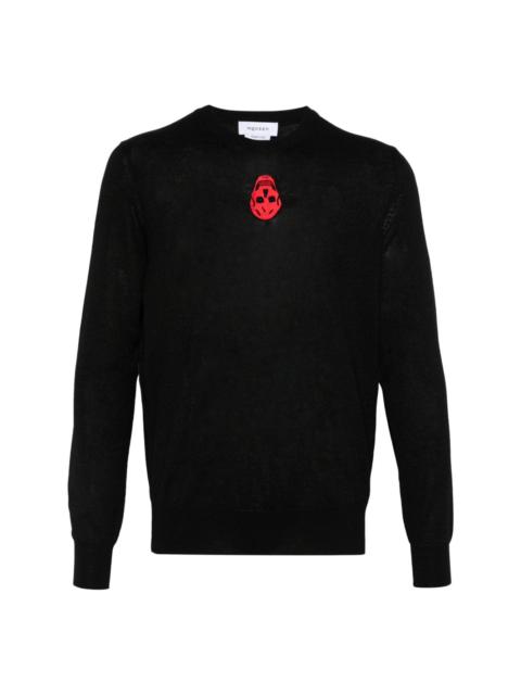 inverted skull-embroidered sweater