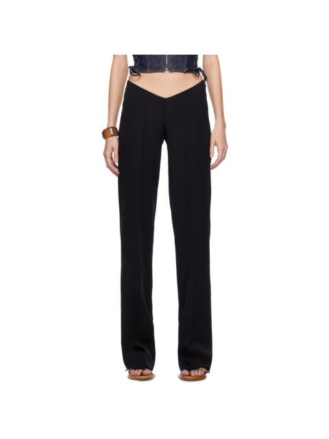 Black Plunged Tailor Trousers