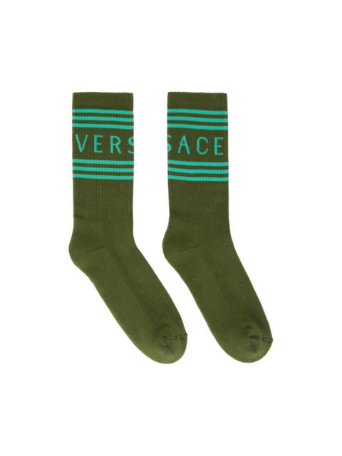 VERSACE Green Athletic Socks