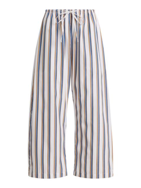 LESET Yoshi Striped Cotton-Blend Cropped Drawstring Pants multi