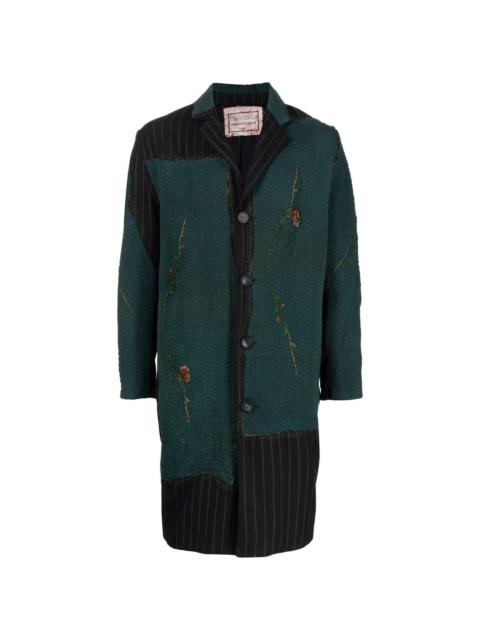 Gil floral-embroidered pinstripe coat