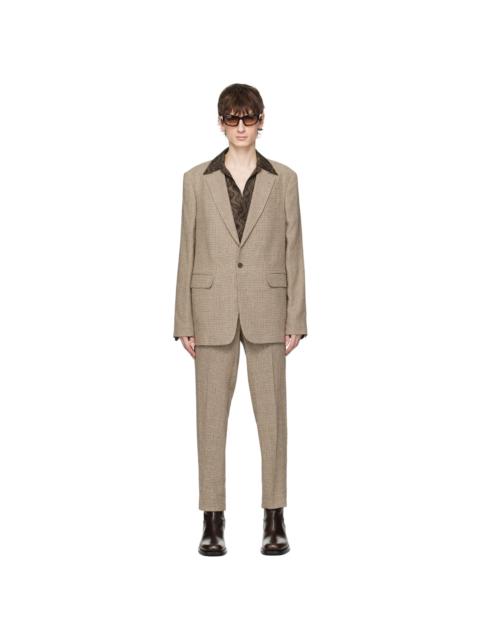 Dries Van Noten Tan Houndstooth Suit