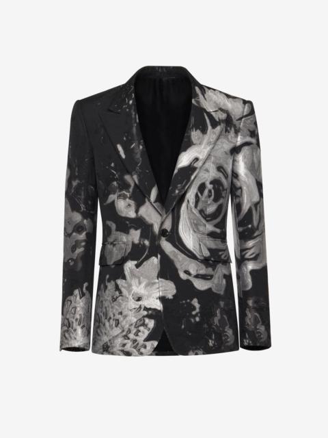 Alexander McQueen Men's Wax Flower Single-breasted Jacket in Black/silver