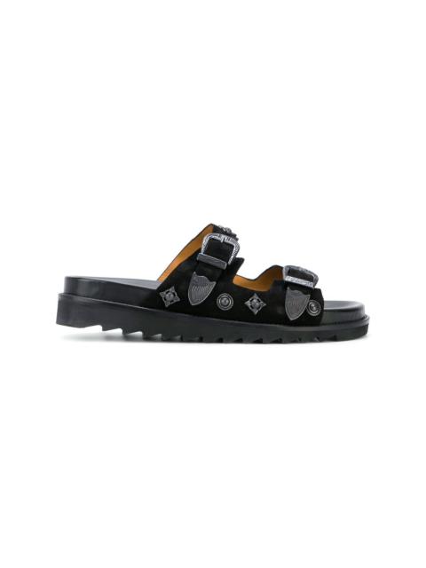 TOGA VIRILIS decorative studs buckle leather sandals