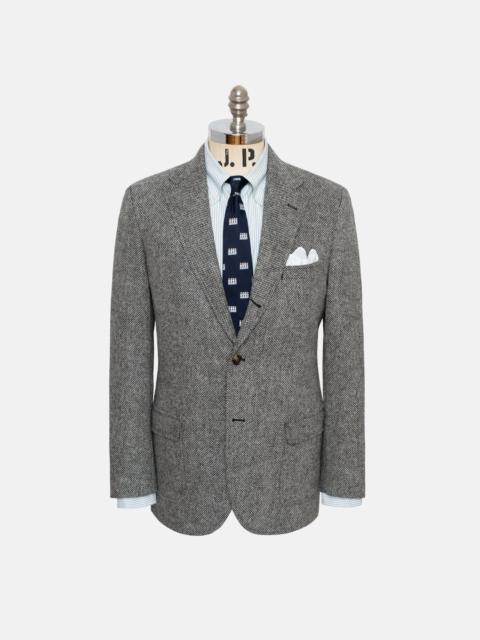 J. PRESS BLACK & WHITE CROWS FOOT WOOL SPORT COAT - TRIM FIT