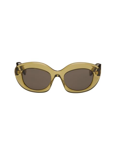 Loewe Khaki Curvy Logo Cat-Eye Sunglasses
