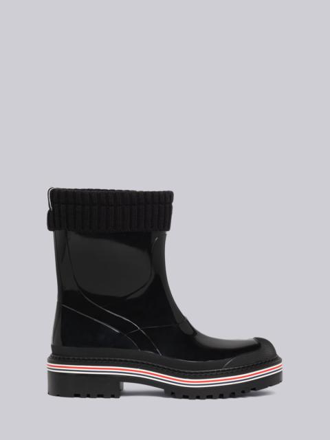 Thom Browne Molded Rubber Knit Cuff Mid Calf Rain Boot