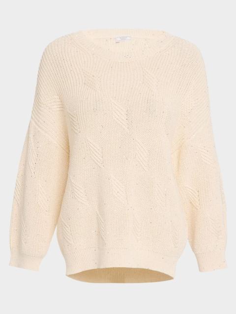 PESERICO Textured Sequin Rib Knit Sweater
