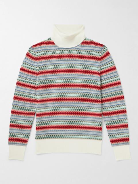 Loro Piana Fair Isle Cashmere Rollneck Sweater Cream