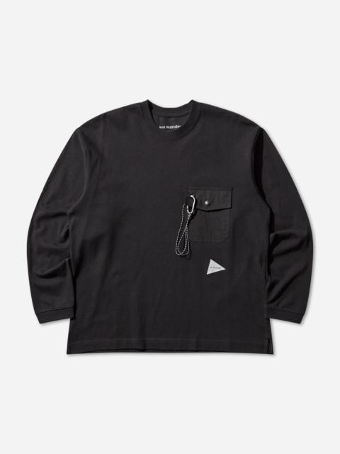 and Wander Men's Heavy Cotton Pocket Longsleeve T-Shirt Black