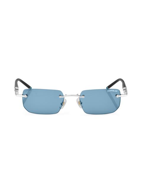 Montblanc Rectangular Sunglasses with Silver-Colored Metal Frame