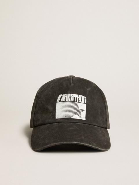 Golden Goose Anthracite gray cap with Marathon logo on the front