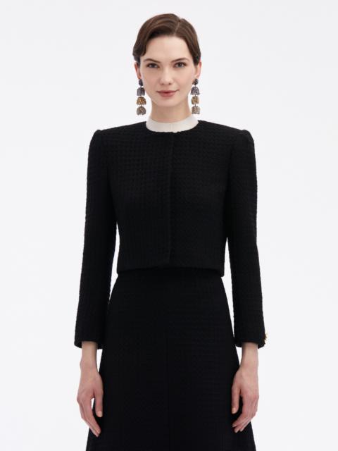 Oscar de la Renta BOW BUTTON TWEED JACKET