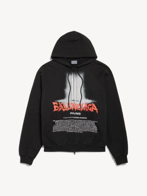 BALENCIAGA Men's The Door Oversized Zip-up Hoodie in Black