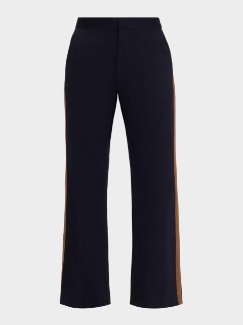 CYNTHIA ROWLEY Grosgrain-Trim Cotton Flare Pants