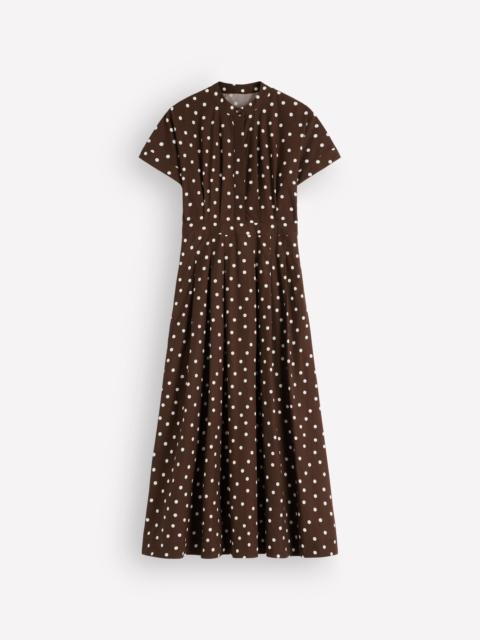 BODEN Grown On Sleeve Midi Dress-Raw Umber, Painted Dot Spaced