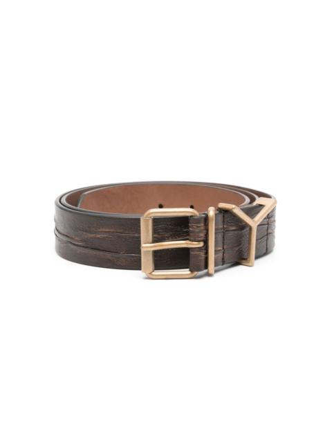 Y-hardware leather belt
