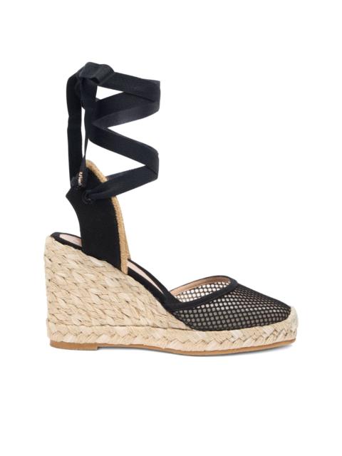 Stuart Weitzman lace-up mesh wedge sandals
