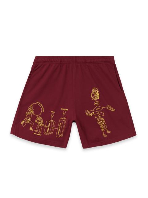 BRAIN DEAD Tutorials Heavyweight Jersey Short - Burgundy