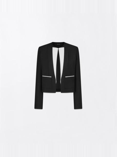 TOM FORD WOOL SILK RADZIMIR SPENCER JACKET WITH CONTRAST DETAILS