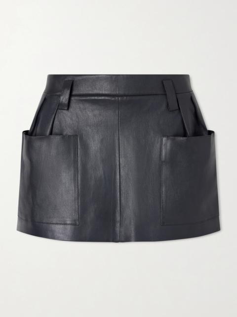 STOULS Anastasia Pleated Leather Mini Skirt