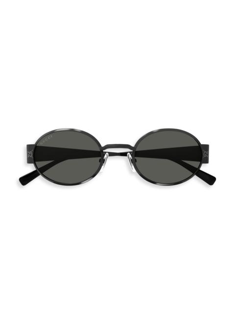 GUCCI Men's Guccissima Metal 51MM Oval Sunglasses - Ruthenium