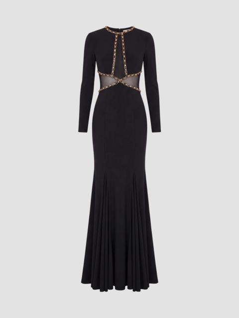 MAC DUGGAL Women's Sheer Cut Out Jersey Mermaid Gown - Black