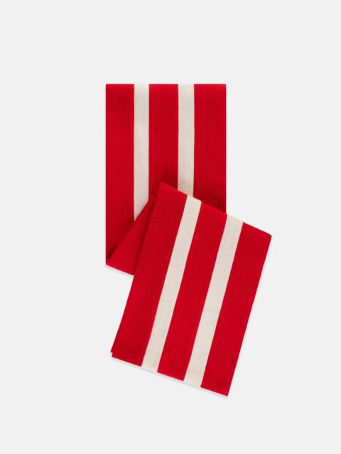 J. PRESS MADE-IN-ENGLAND RED & DOUBLE WHITE WOOL SCHOOLBOY MUFFLER