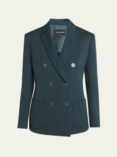 GIORGIO ARMANI Double-Breasted Stretch Wool Blazer Jacket