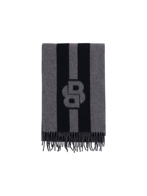 BOSS logo-intarsia fringed scarf
