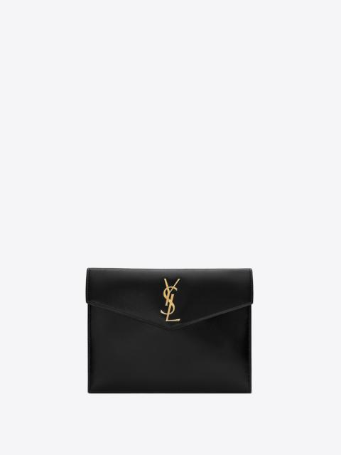 SAINT LAURENT uptown baby pouch in shiny smooth leather