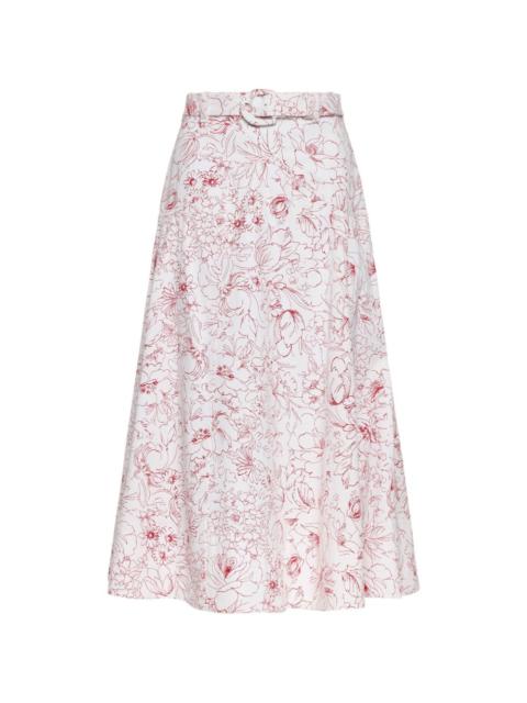 Cinq à Sept Nala floral-print belted midi skirt