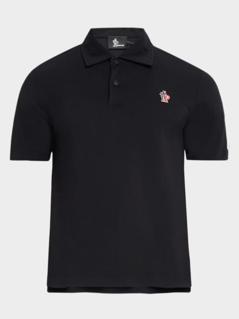 Moncler Men's Monogram Logo Nylon Polo Shirt