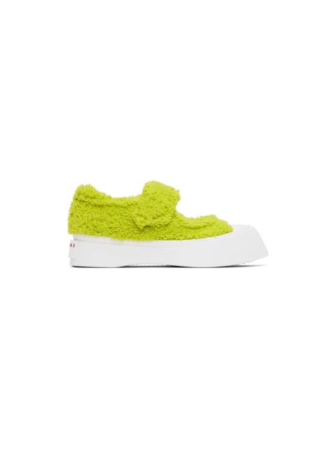 Marni Green & White Merino Mary-Jane Sneakers