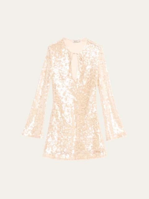 SIMKHAI Kari Sequined Long-Sleeve Mini Dress