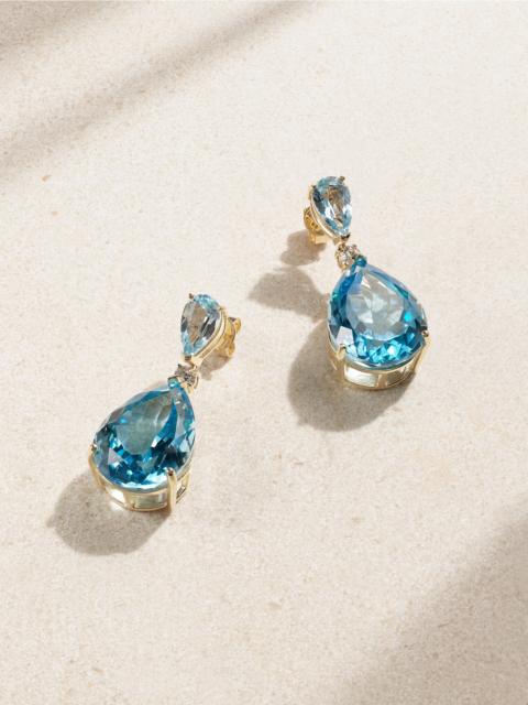 MATEO Sophia 14-karat Gold, Topaz And Diamond Earrings