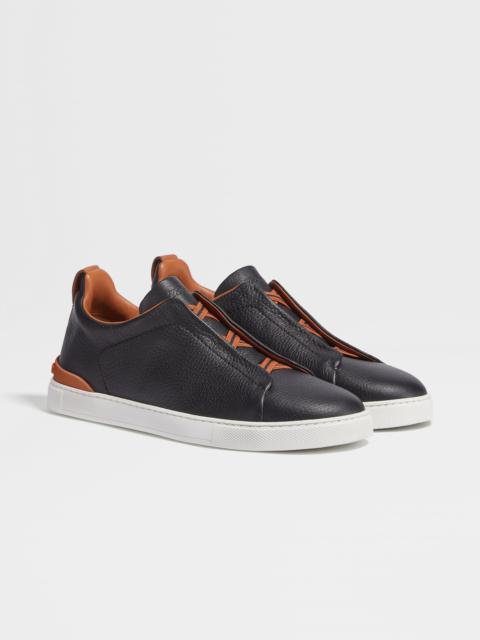 ZEGNA BLACK DEERSKIN TRIPLE STITCH™ SNEAKERS