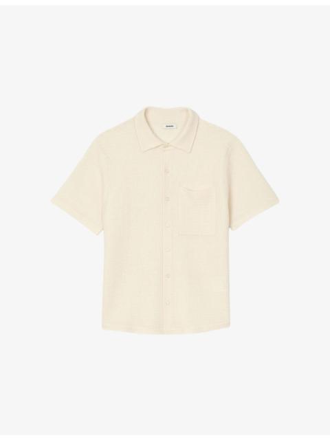 Sandro Button-Down Short-Sleeve Waffle Shirt