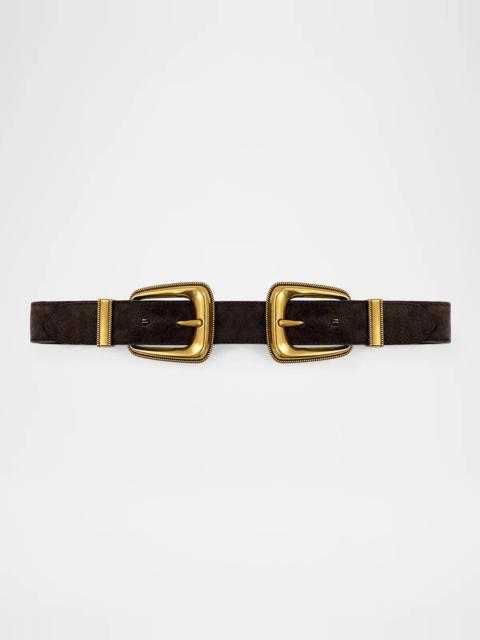 VERONICA BEARD Arch Double-Buckle Suede Waist Belt
