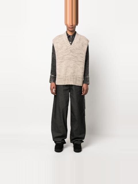 wide-leg cotton-blend trousers